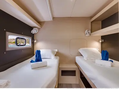 Cabin on Eye Candy, a Catlante 720 catamaran at Roche Caiman, Seychelles