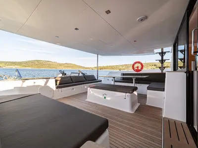 Deck of Bahia Serena, a Dufour 48 Catamaran catamaran at Primošten, Croatia