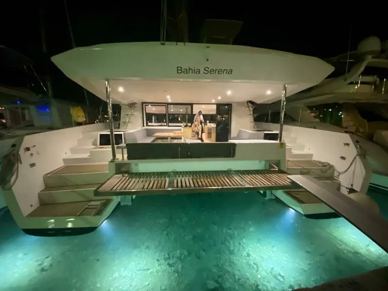 Exterior view of Bahia Serena, a Dufour 48 Catamaran catamaran at Primošten, Croatia