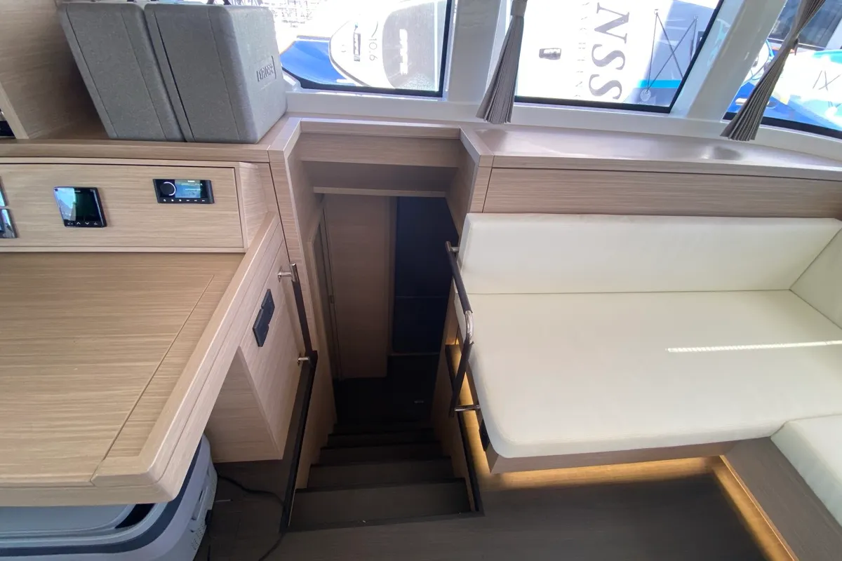 Salon of The Moon, a Lagoon 55 catamaran at Olbia, Italy