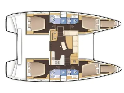 Floor plan of Ladesta, a Lagoon 42 catamaran at Kaštela, Croatia