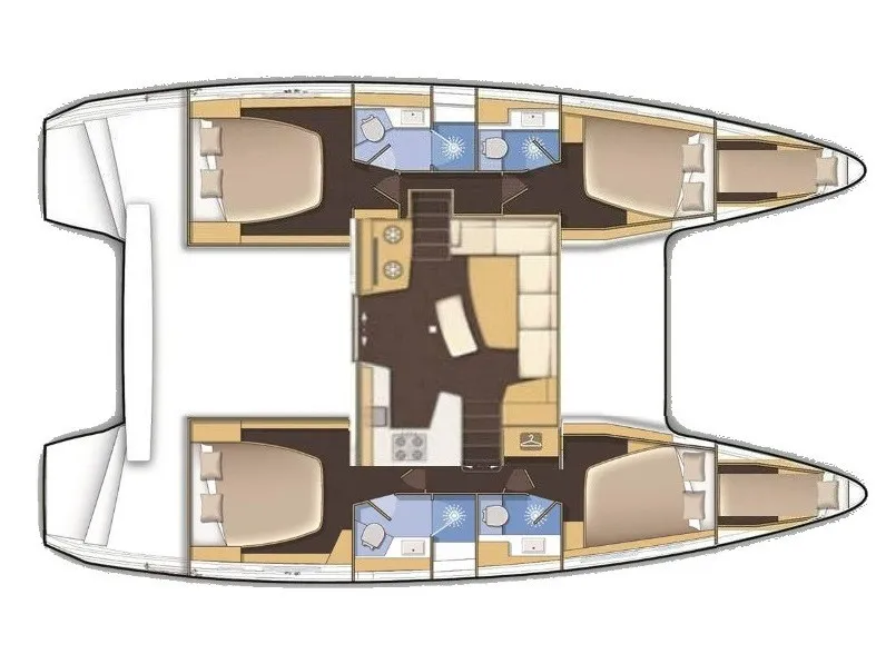 Floor plan of Ladesta, a Lagoon 42 catamaran at Kaštela, Croatia