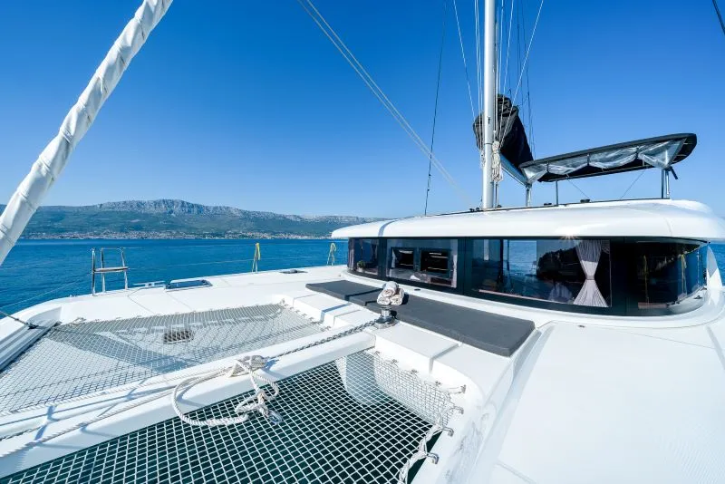Deck of Brattia, a Lagoon 42 catamaran at Kaštela, Croatia