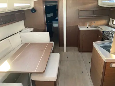 Salon of Dimitra, a Beneteau Oceanis 40.1 sailboat at Athens, Greece