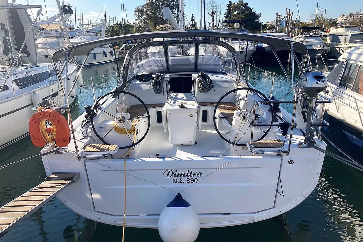 Exterior view of Dimitra, a Beneteau Oceanis 40.1 sailboat at Athens, Greece