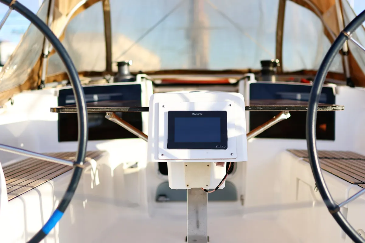 Cockpit of Papillon, a Dufour 350 GL sailboat at Grad Biograd na Moru, Croatia