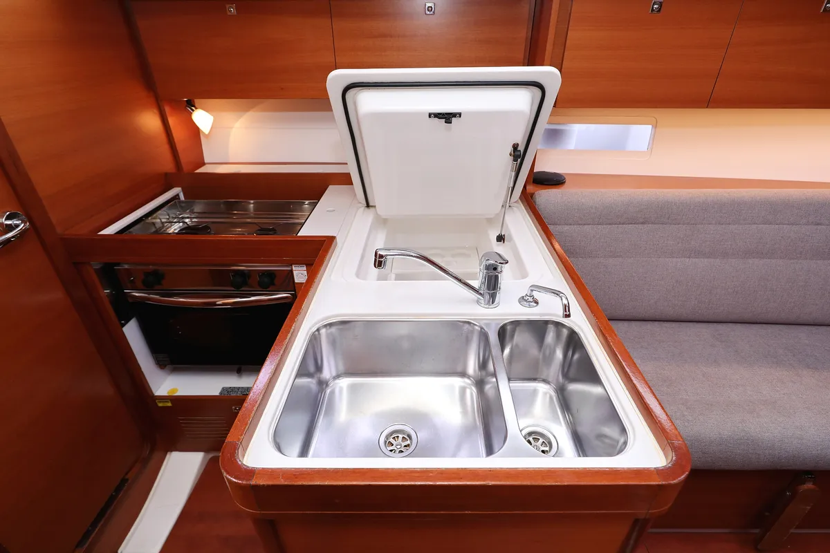 Galley of Papillon, a Dufour 350 GL sailboat at Grad Biograd na Moru, Croatia
