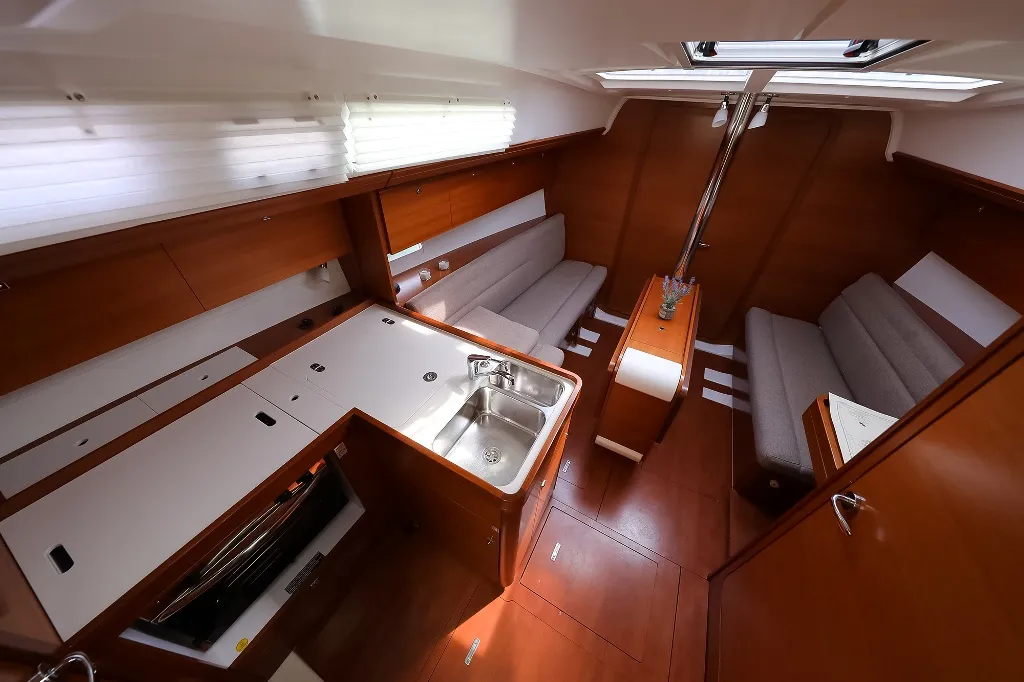 Salon of Papillon, a Dufour 350 GL sailboat at Grad Biograd na Moru, Croatia