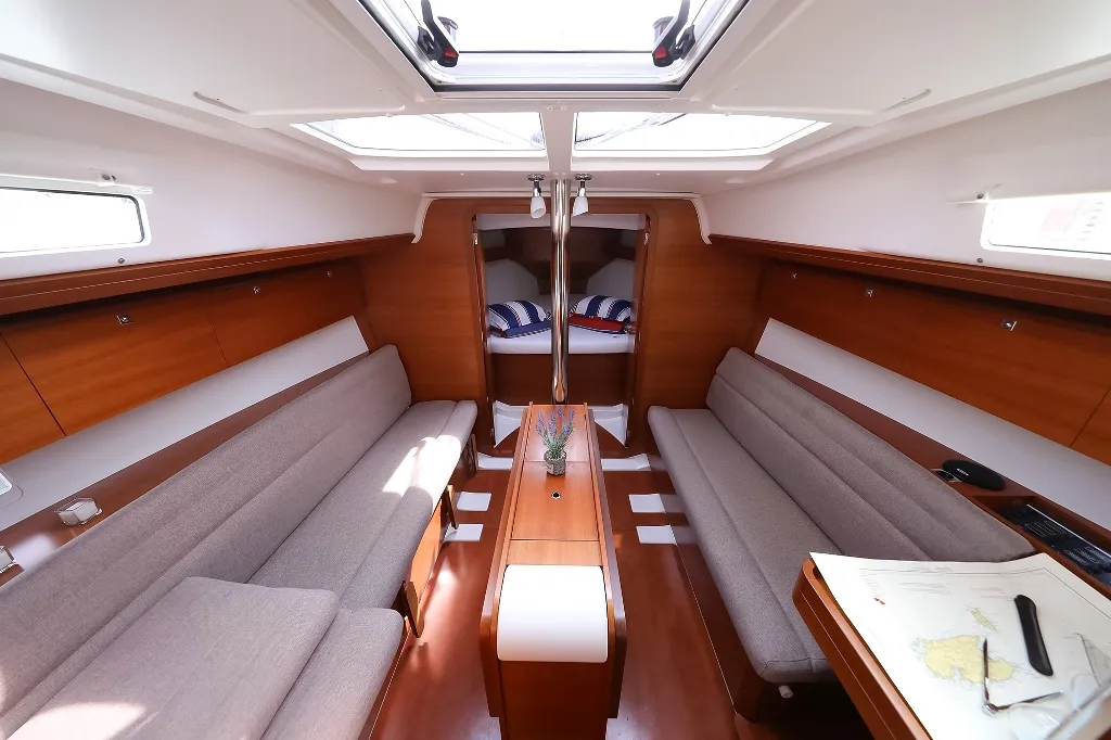 Salon of Papillon, a Dufour 350 GL sailboat at Grad Biograd na Moru, Croatia