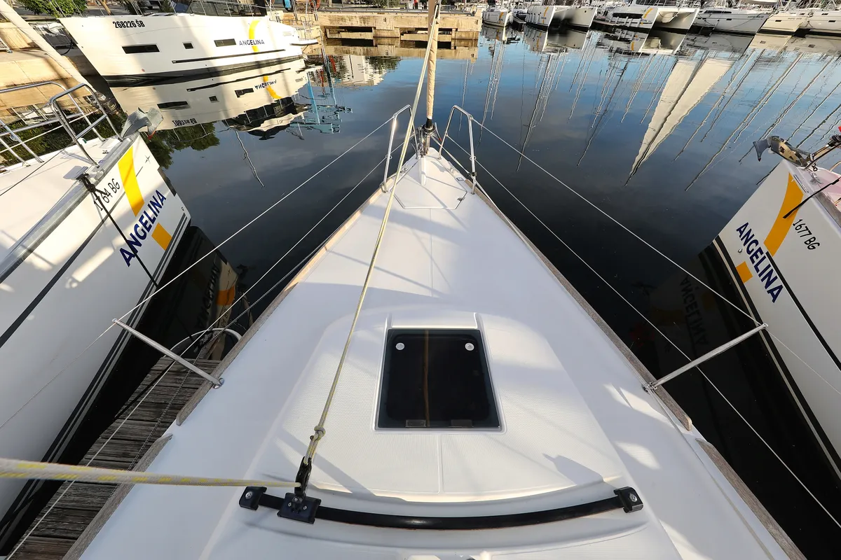 Deck of Papillon, a Dufour 350 GL sailboat at Grad Biograd na Moru, Croatia