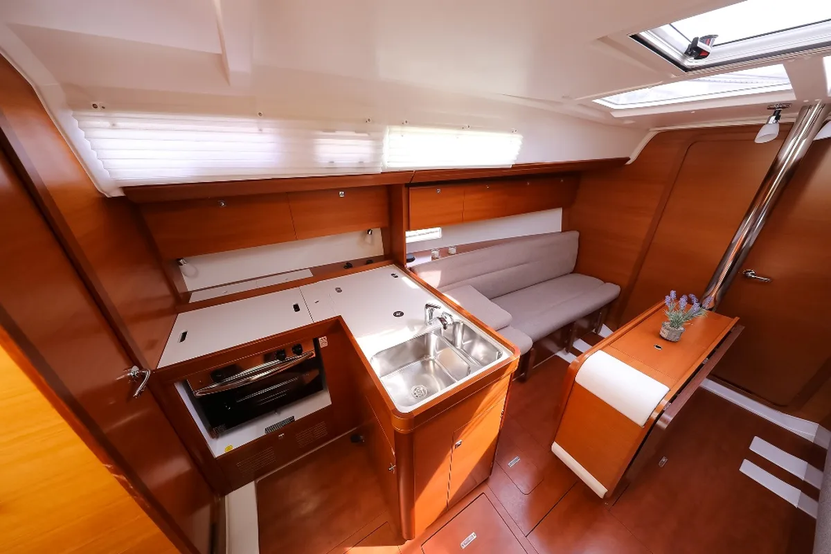 Salon of Papillon, a Dufour 350 GL sailboat at Grad Biograd na Moru, Croatia