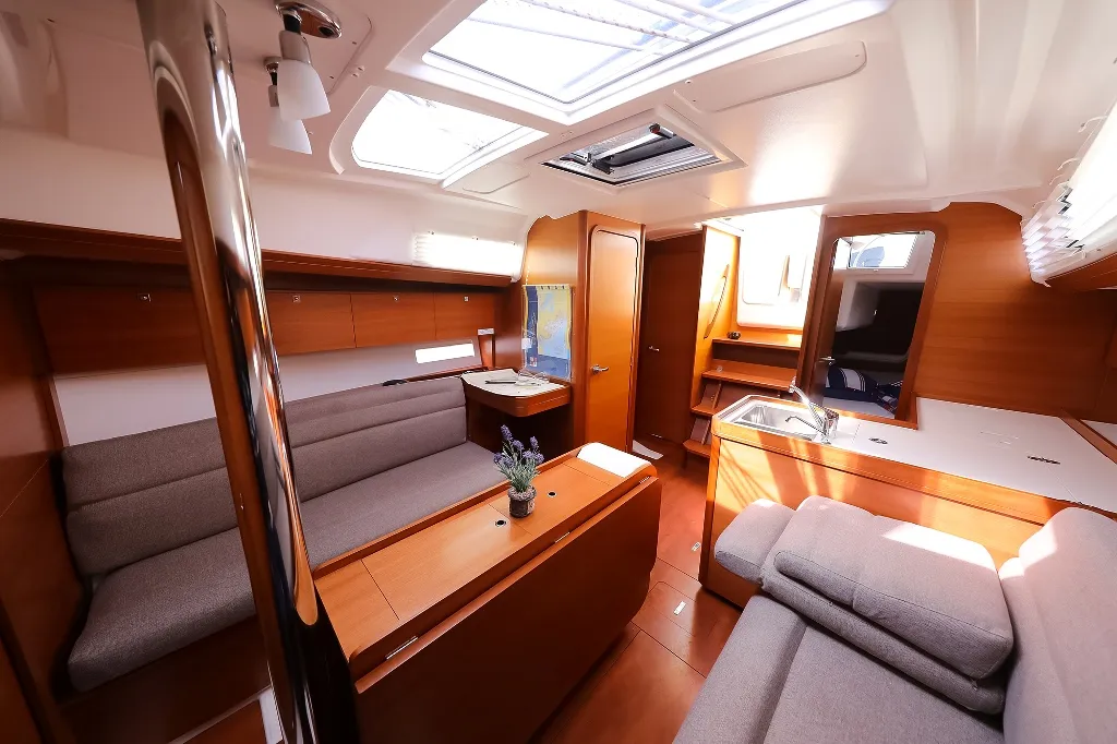 Salon of Papillon, a Dufour 350 GL sailboat at Grad Biograd na Moru, Croatia