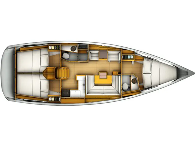 Floor plan of Telchinis, a Jeanneau Sun Odyssey 409 sailboat at Rhodes, Greece