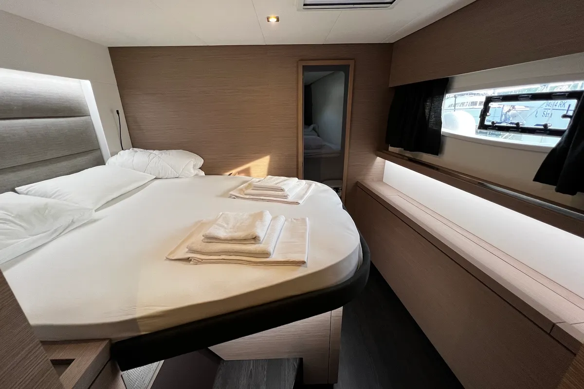 Cabin on Andy, a Fountaine Pajot Tanna 47 catamaran at Sukošan, Croatia