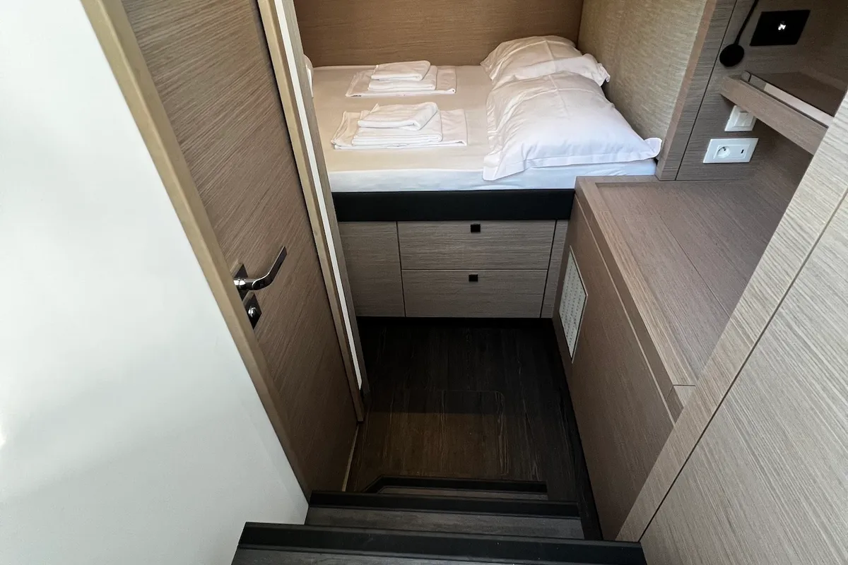 Cabin on Andy, a Fountaine Pajot Tanna 47 catamaran at Sukošan, Croatia