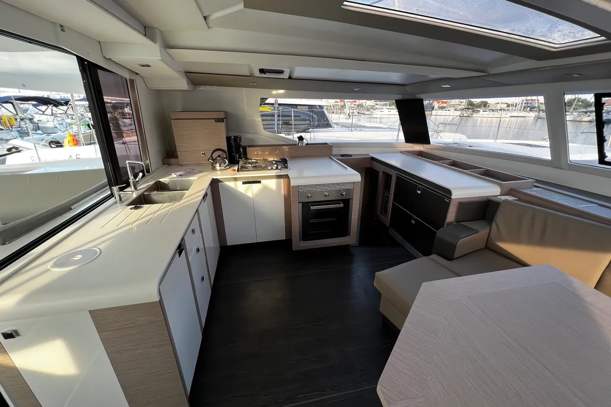 Galley of Andy, a Fountaine Pajot Tanna 47 catamaran at Sukošan, Croatia