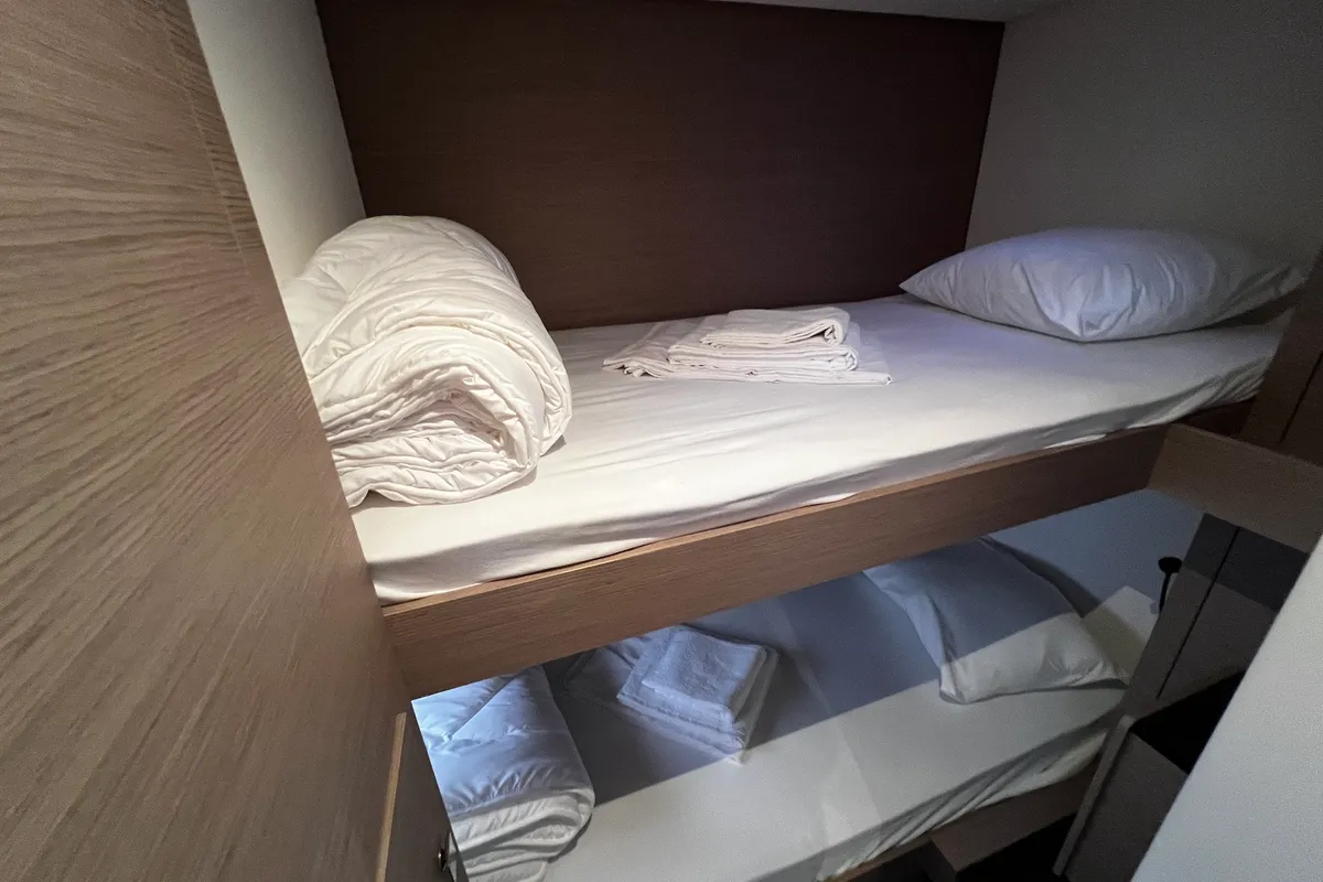 Cabin on Andy, a Fountaine Pajot Tanna 47 catamaran at Sukošan, Croatia