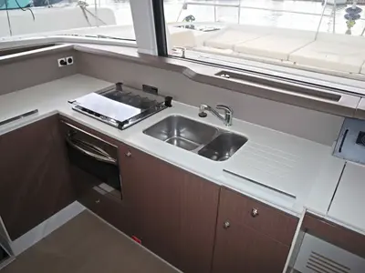 Galley of MEMORIES, a Bali 4.1 catamaran at Parikia, Greece