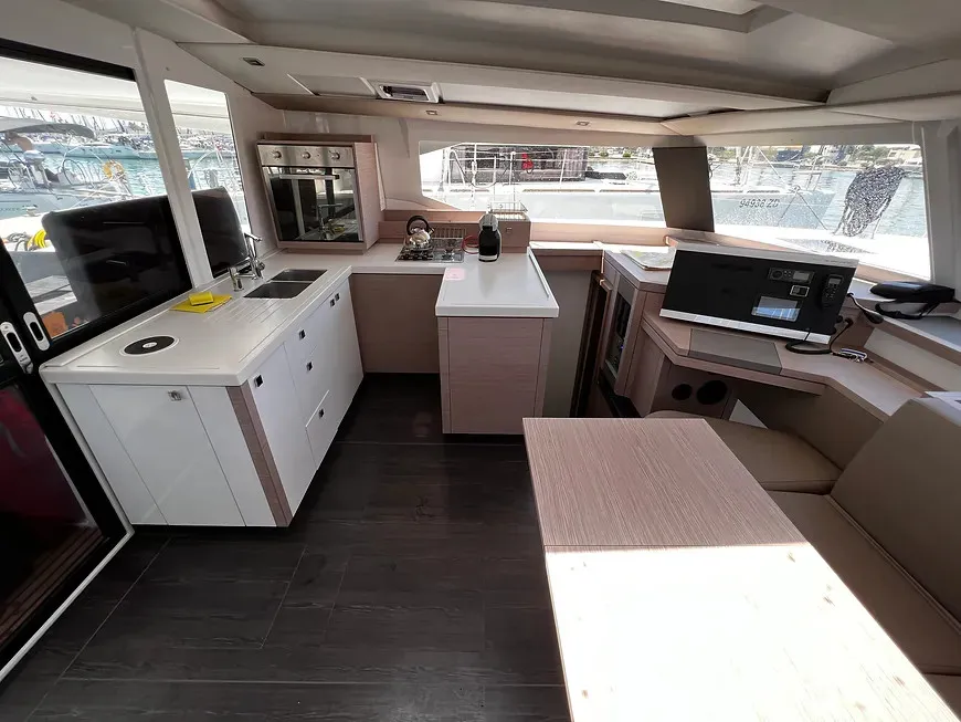 Galley of Jami, a Fountaine Pajot Astréa 42 catamaran at Pula, Croatia