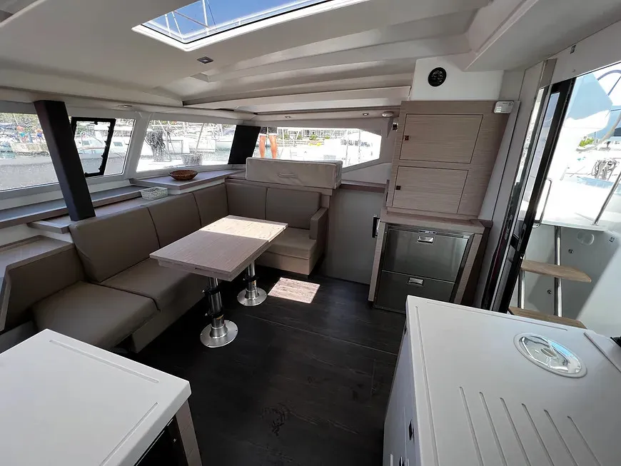 Salon of Jami, a Fountaine Pajot Astréa 42 catamaran at Pula, Croatia