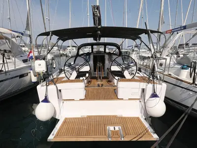 Cockpit of Twitter, a Elan E4 sailboat at Grad Biograd na Moru, Croatia