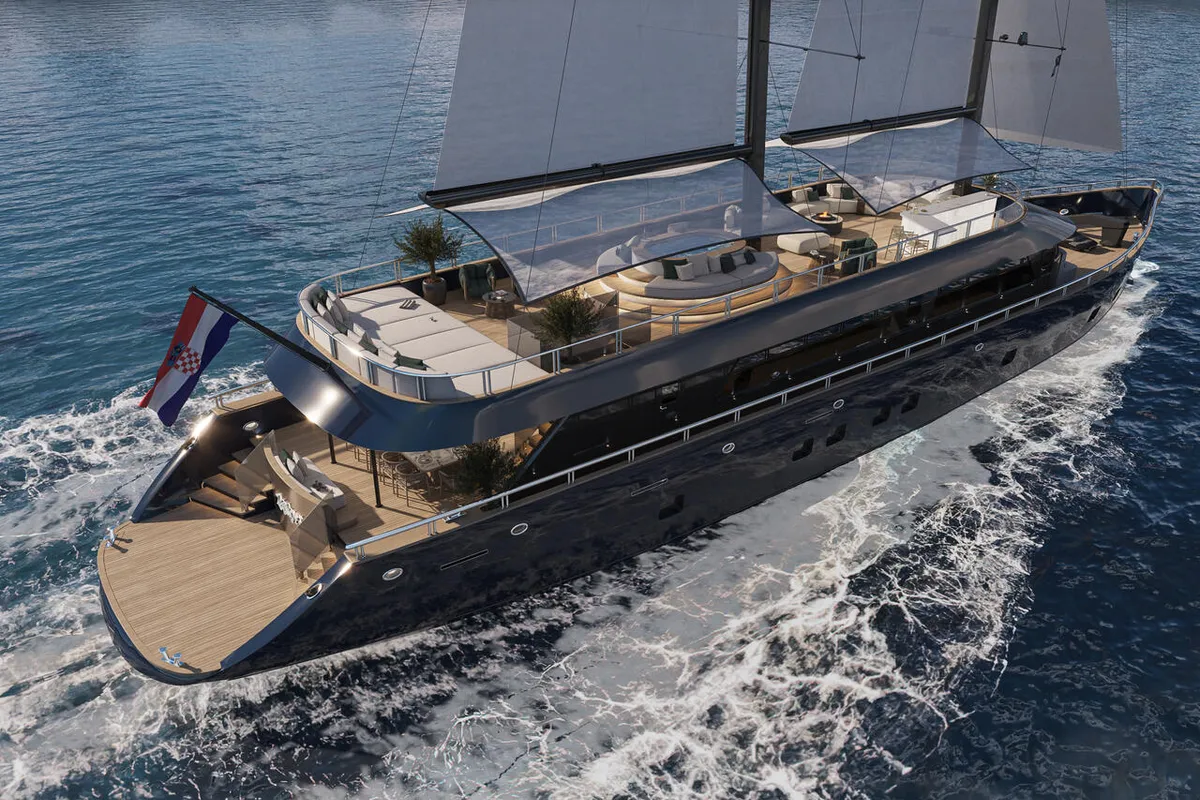 Deck of Zephyr, a Custom Made Zephyr sailboat at Split, Croatia