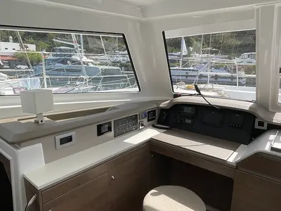 Cockpit of Balize, a Bali Catspace catamaran at Marmaris, Turkey