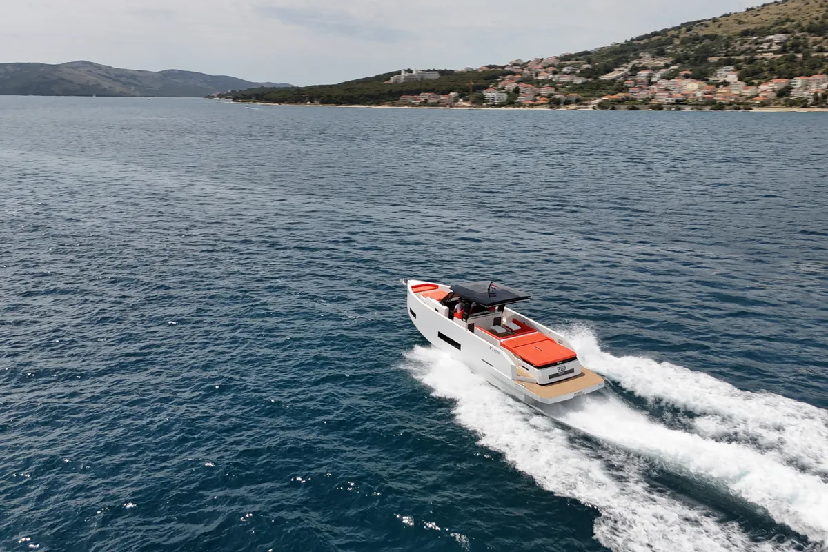 Exterior view of Eragon, a De Antonio D42 Open motor yacht at Seget Donji, Croatia
