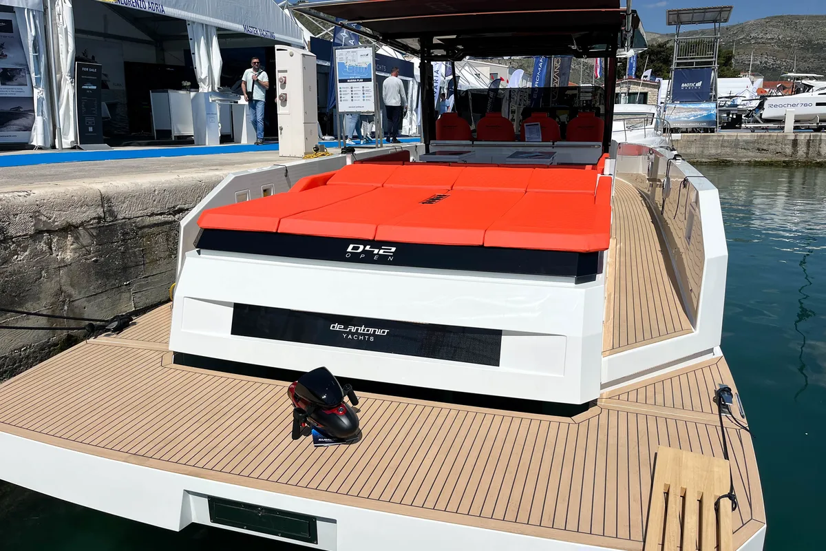 Exterior view of Eragon, a De Antonio D42 Open motor yacht at Seget Donji, Croatia
