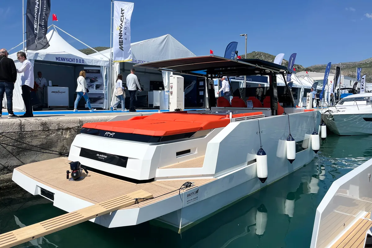 Exterior view of Eragon, a De Antonio D42 Open motor yacht at Seget Donji, Croatia