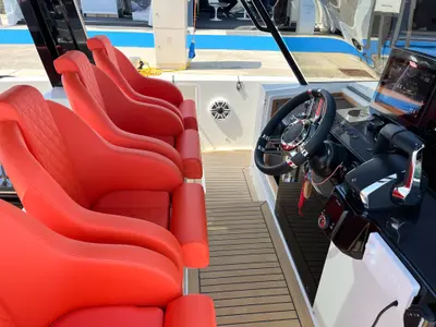 Cockpit of Eragon, a De Antonio D42 Open motor yacht at Seget Donji, Croatia