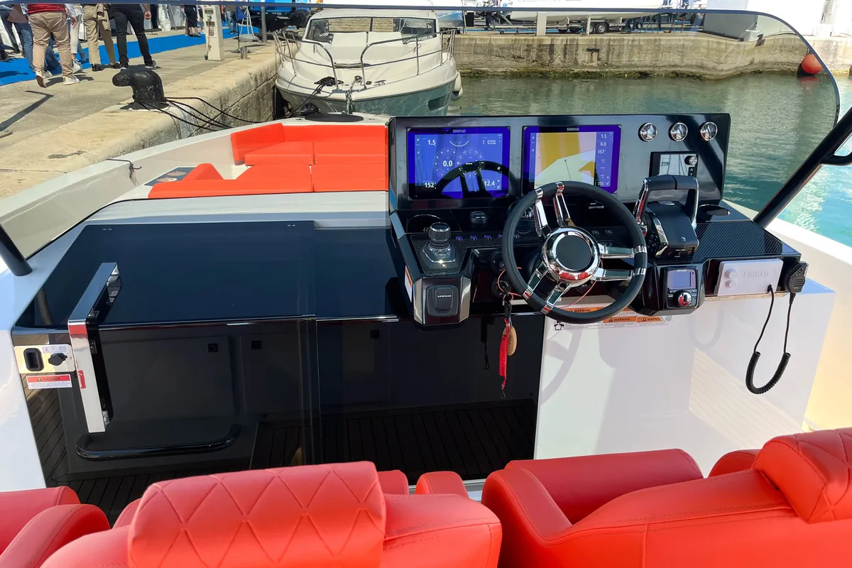 Cockpit of Eragon, a De Antonio D42 Open motor yacht at Seget Donji, Croatia