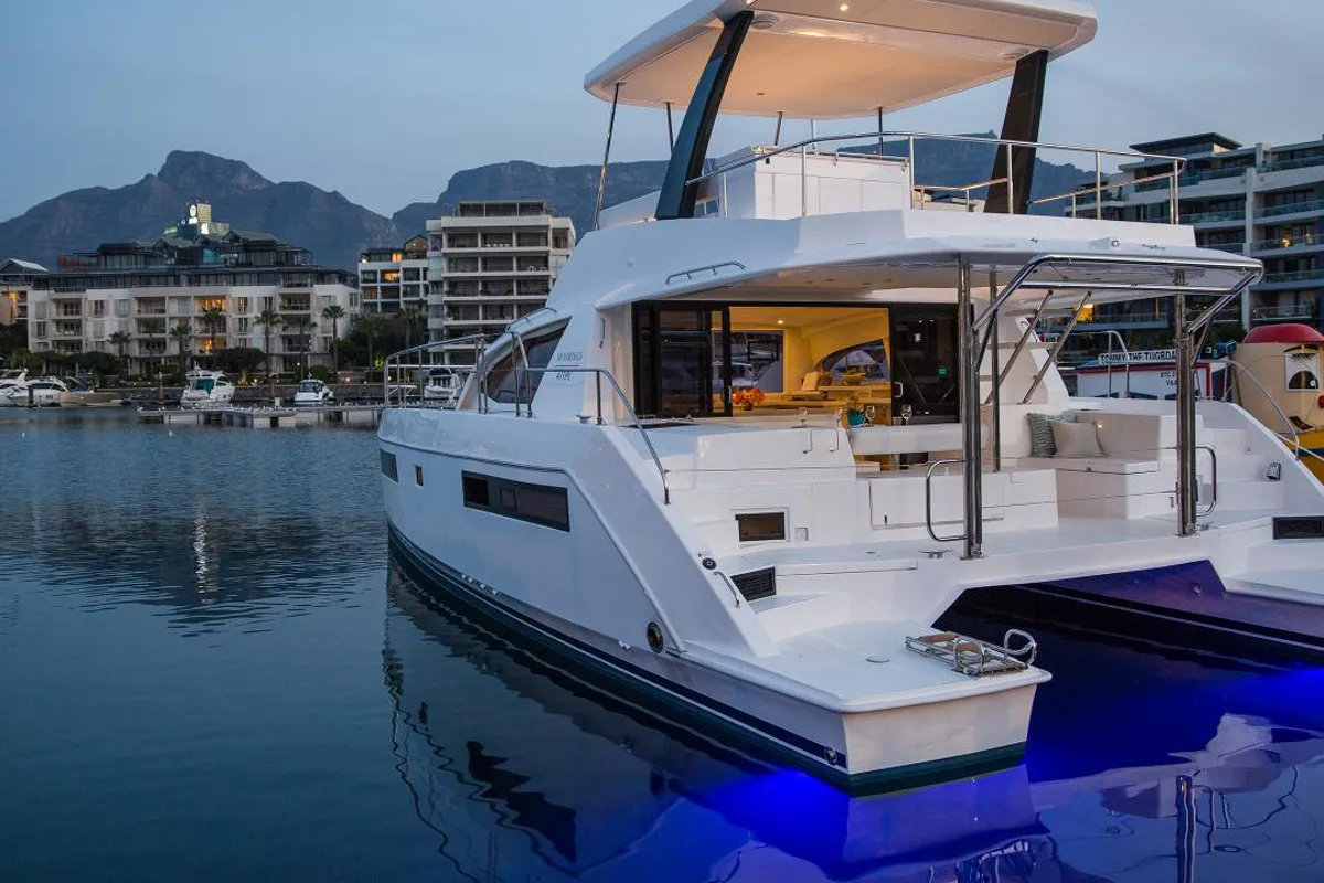 Exterior view of Moorings 433 PC Club, a Leopard 43 PC catamaran at Road Town, British Virgin Islands