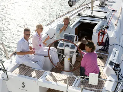 Cockpit of Fun Five, a Beneteau Oceanis 34 sailboat at Nieuwpoort, Belgium