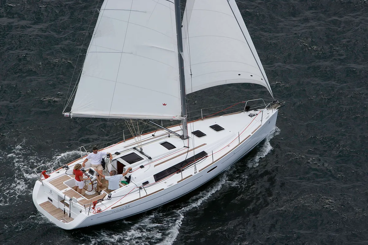 Exterior view of Fun Five, a Beneteau Oceanis 34 sailboat at Nieuwpoort, Belgium