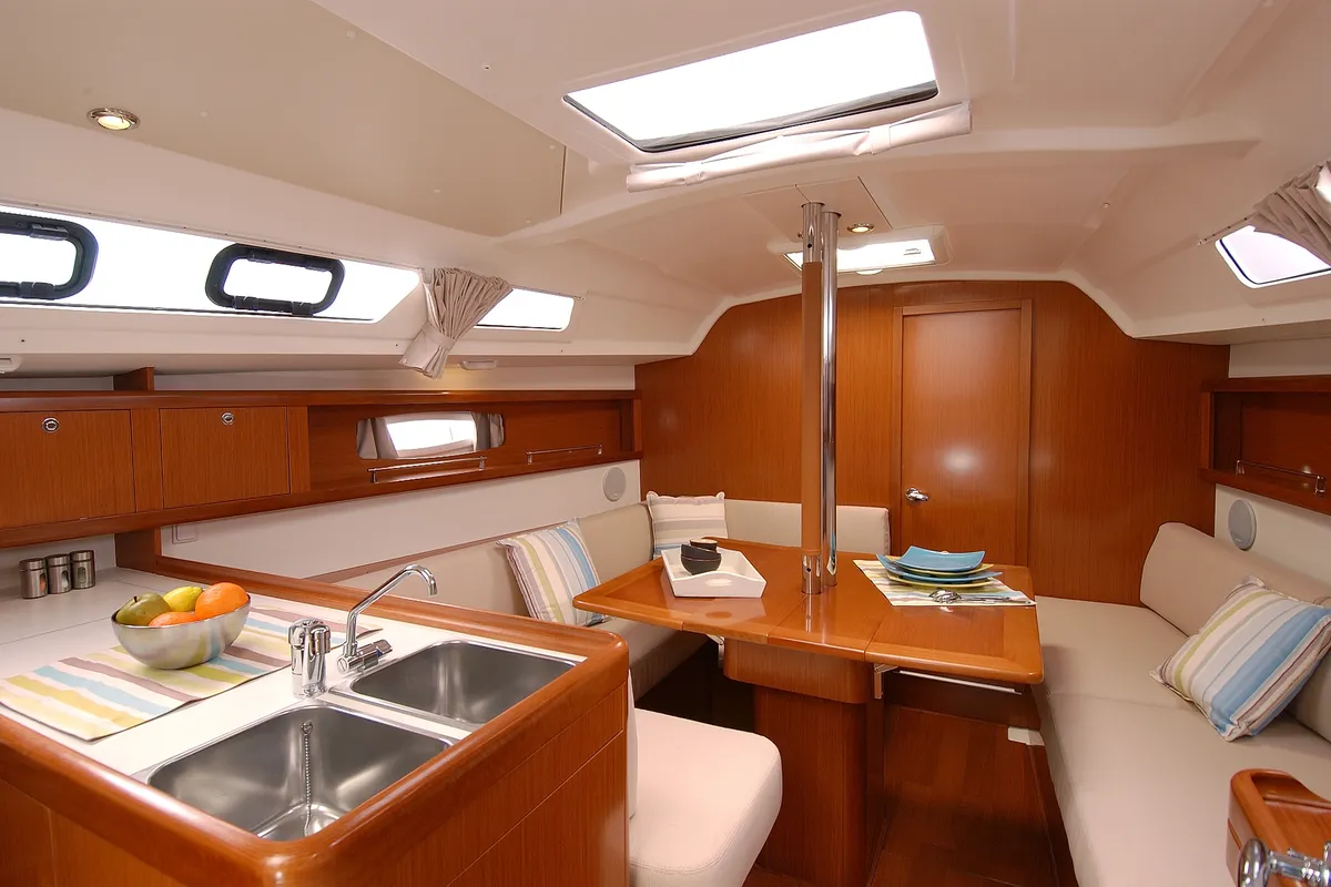 Galley of Fun Five, a Beneteau Oceanis 34 sailboat at Nieuwpoort, Belgium