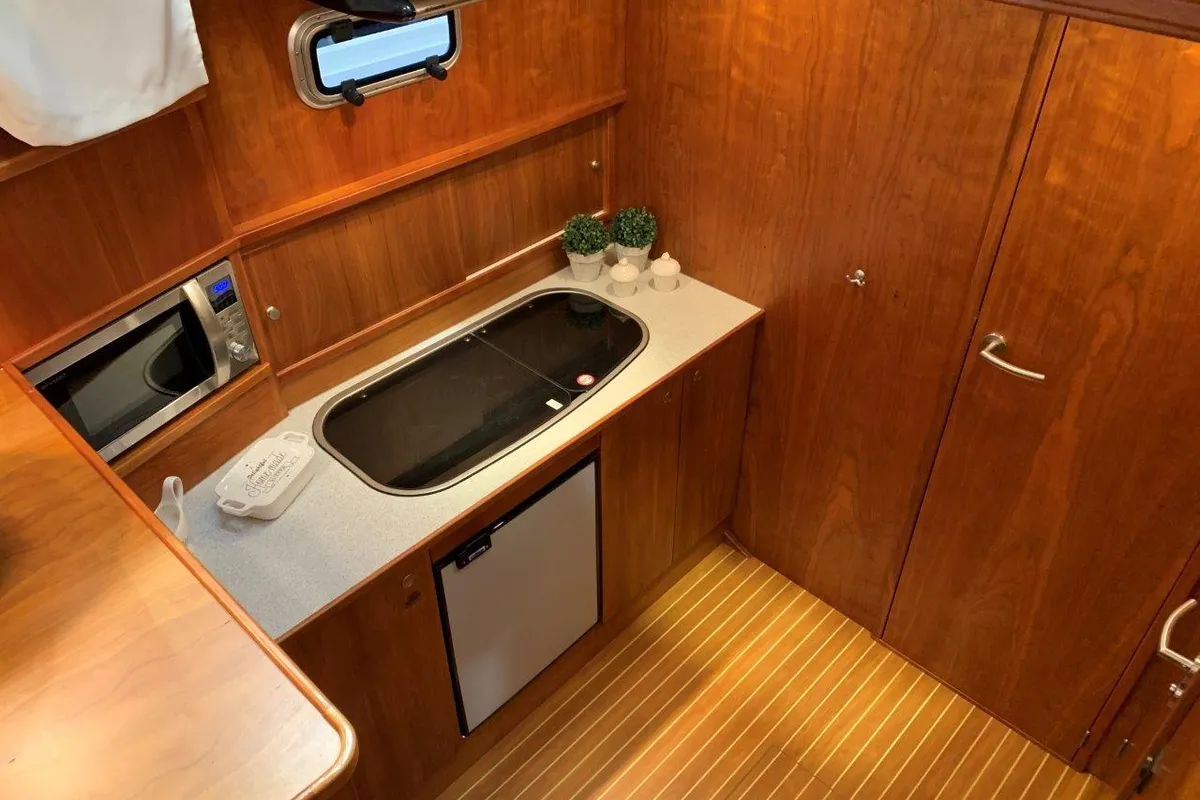 Galley of Vita Bella, a Gulet Succes 106 AC motorboat at Akkrum, Netherlands