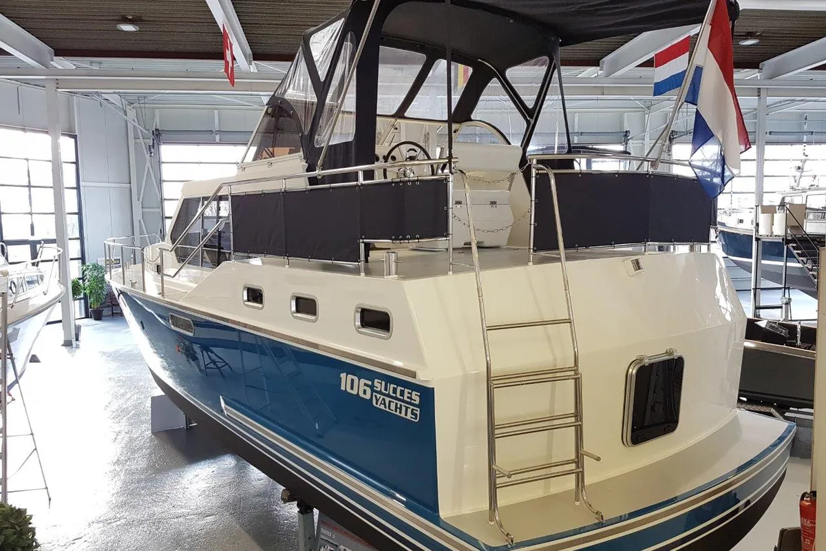 Exterior view of Vita Bella, a Gulet Succes 106 AC motorboat at Akkrum, Netherlands