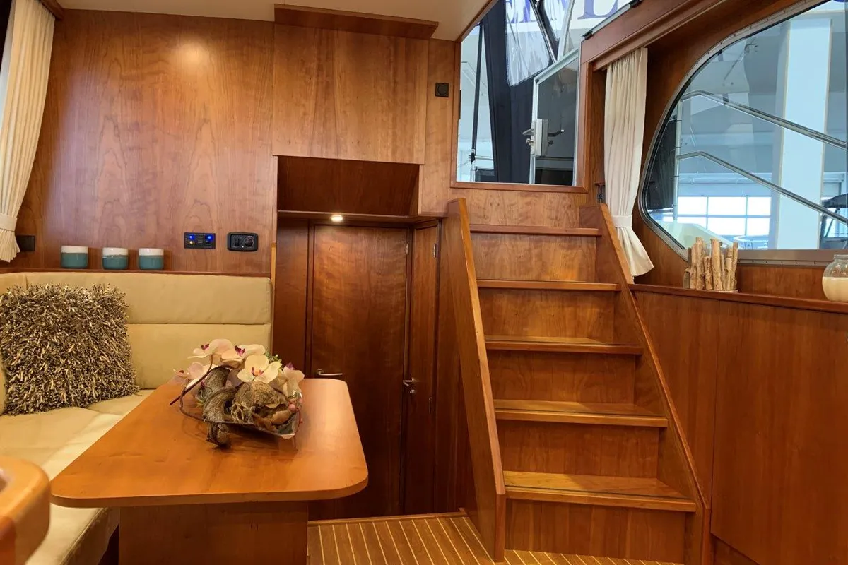 Salon of Vita Bella, a Gulet Succes 106 AC motorboat at Akkrum, Netherlands