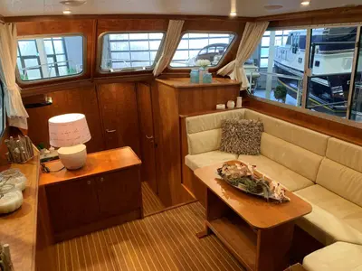Salon of Vita Bella, a Gulet Succes 106 AC motorboat at Akkrum, Netherlands