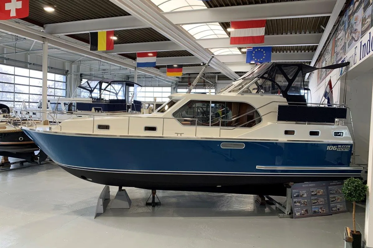 Exterior view of Vita Bella, a Gulet Succes 106 AC motorboat at Akkrum, Netherlands