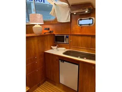 Galley of Vita Bella, a Gulet Succes 106 AC motorboat at Akkrum, Netherlands