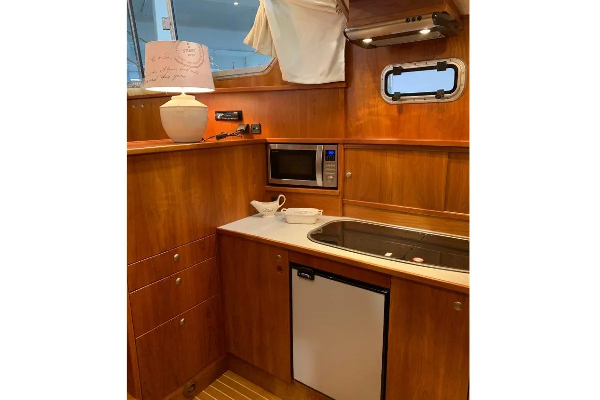 Galley of Vita Bella, a Gulet Succes 106 AC motorboat at Akkrum, Netherlands