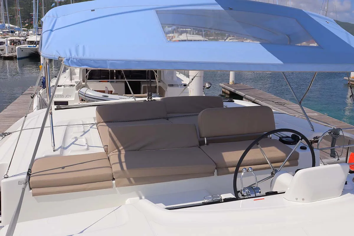 Cockpit of Taisia_X, a Lagoon 46 catamaran at Road Town, British Virgin Islands