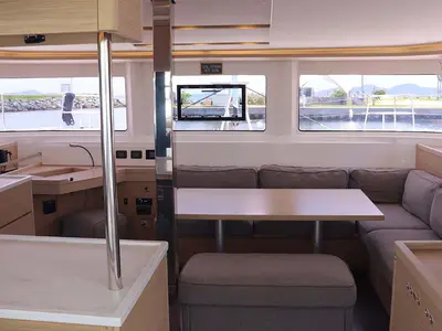 Salon of Taisia_X, a Lagoon 46 catamaran at Road Town, British Virgin Islands