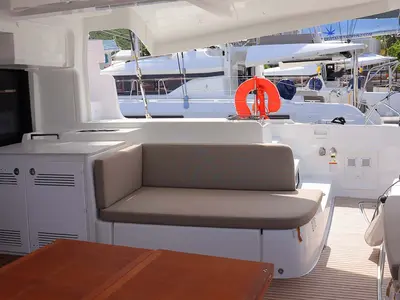 Deck of Taisia_X, a Lagoon 46 catamaran at Road Town, British Virgin Islands