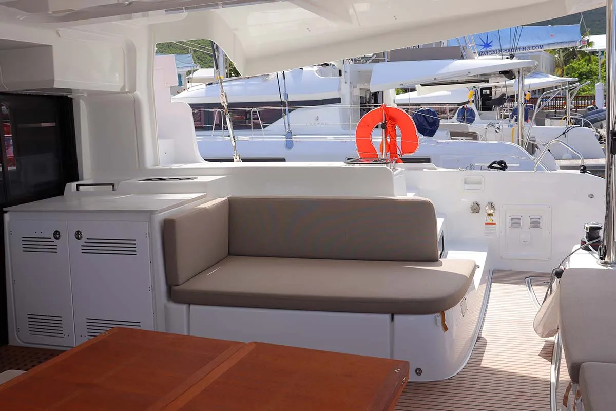 Deck of Taisia_X, a Lagoon 46 catamaran at Road Town, British Virgin Islands