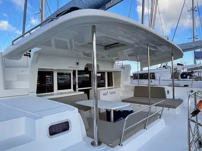 Galley of Gatto di Mare , a Lagoon 450 F catamaran at Roche Caiman, Seychelles