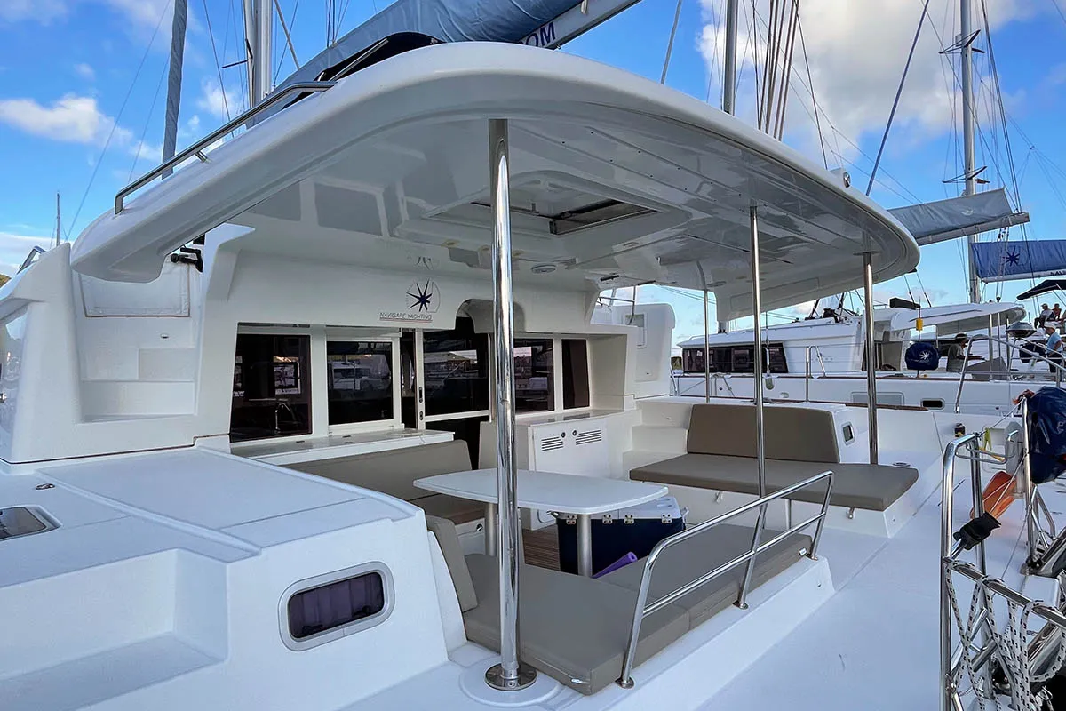 Galley of Gatto di Mare , a Lagoon 450 F catamaran at Roche Caiman, Seychelles