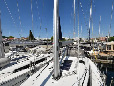 Deck of Viviana, a Bavaria 37 sailboat at Zadar, Croatia